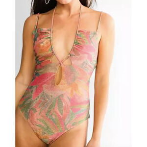 P2F Power 2 The Flower Swimsuit Veruschka Metallic Cutout One Piece Small NEW
